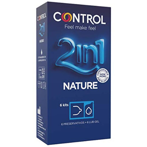 Condones Duo Natura 2-1 Preservativo + Gel 6 Uds - Control - 1