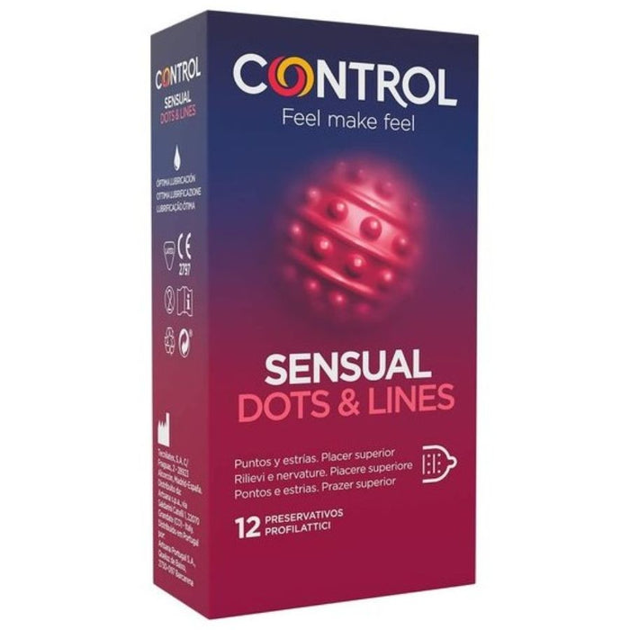 Preservativos Sensual Puntos y Estrías - 12 Uds - Control - 1