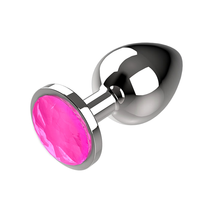 Plug Anal de Metal Talla S Pink Clear 2.7x 8cm - Coquette - 7