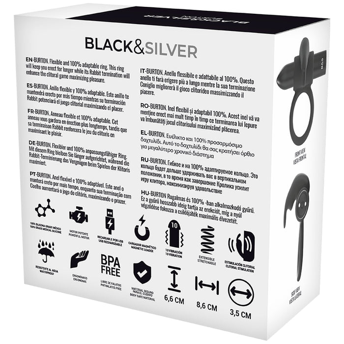 Burton Anillo Recargable 10 Modos Vibracion Negro - Black&silver - 3