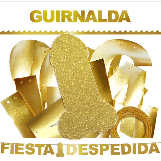Guirnalda Fiesta Despedida Pene Dorado (cartulina Dorada 220gr) - Inedit - 1