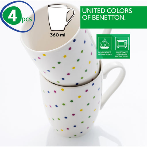 Set 4p Mugs 11cm 360ml New Bone China Diseño Puntos de Colores Casa - Benetton - 2