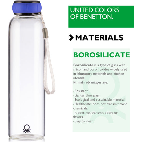 Botella de Agua 550ml Borosilicato Tapa Azul Casa - Benetton - 3