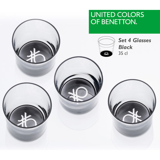 Set 4pcs Vasos de Agua 0,345l Cristal Logo Inferior Negro Casa - Benetton - 3