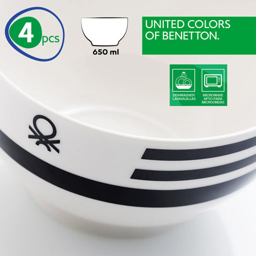 Set 4pcs Bols 650ml New Bone China Diseño Logo Estampado Negro Casa - Benetton - 2
