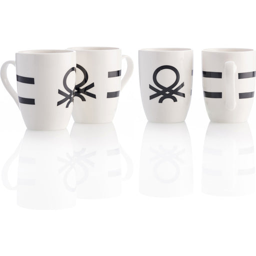 Set 4p Mugs 11cm 360ml New Bone China Diseño Logo Estampado Negro Casa - Benetton - 1
