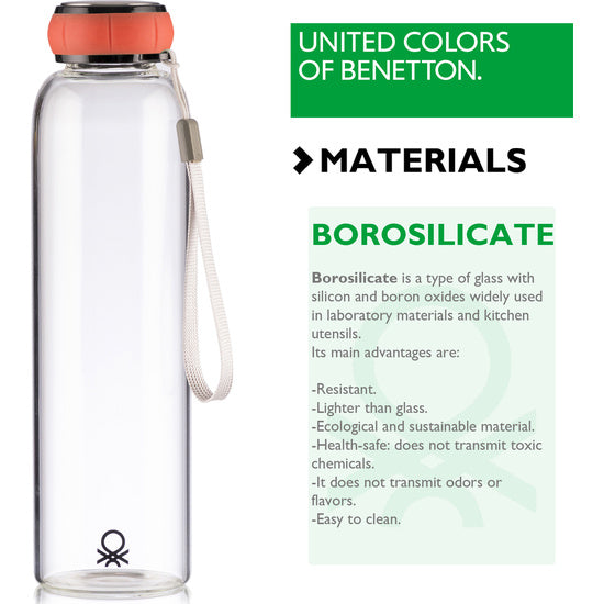 Botella Agua 550ml Borosilicato Rojo Casa - Benetton - 3