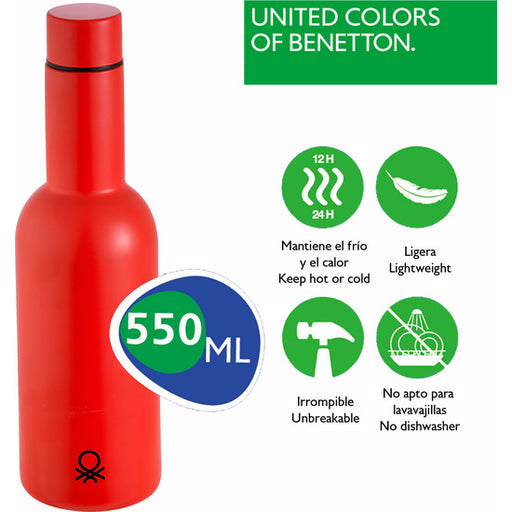 Botella de Agua 550ml Acero Inoxidable Rojo Casa - Benetton - 2