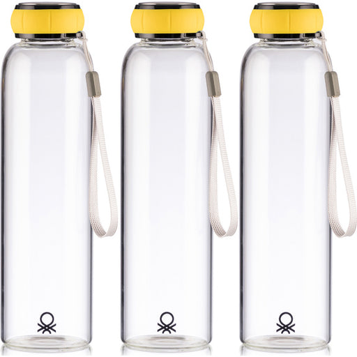 Set de 3 Unidades de Botella de Agua 550ml Borosilicato Tapa Amarilla Casa - Benetton - 1