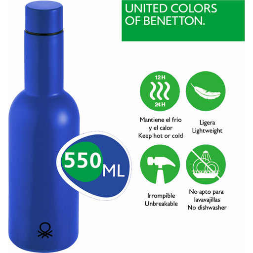 Botella de Agua 550ml Acero Inoxidable Azul Casa - Benetton - 2