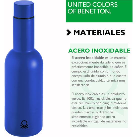Botella de Agua 550ml Acero Inoxidable Azul Casa - Benetton - 4