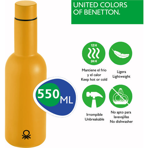 Botella de Agua 550ml Acero Inoxidable Amarilla Casa - Benetton - 2
