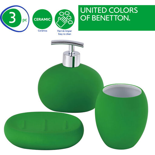 Set 3pc Accesorios de Baño (vaso + Dispensador de Jabón + Plato para Jabón) Cerámica Verde Rainbow - Benetton - 2