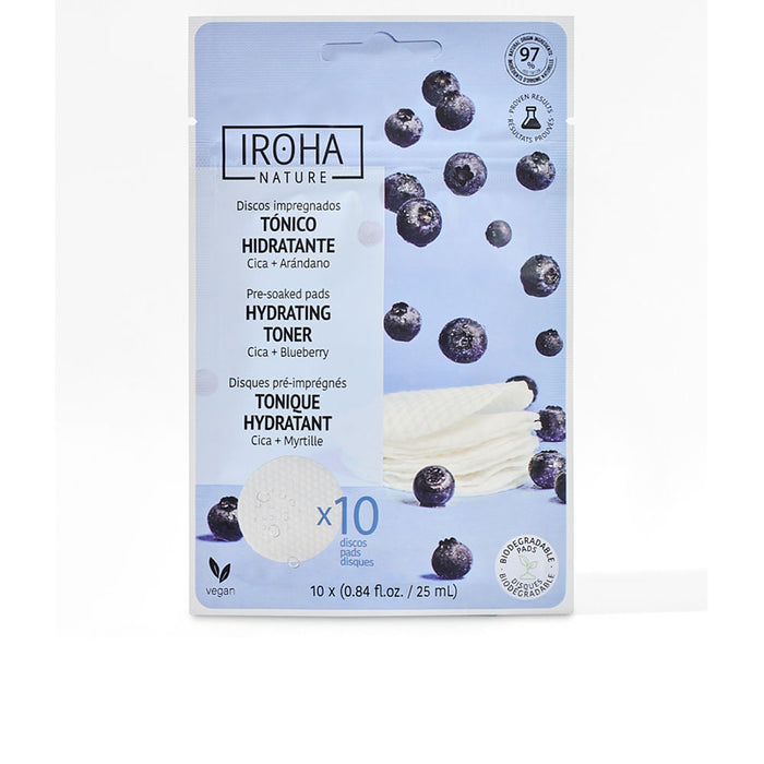 Discos Impregnados de Tónico Hidratante - Cica y Arándano 10 uds - Iroha - 1