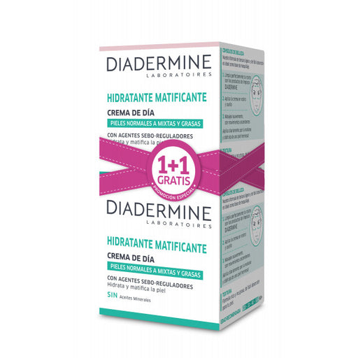 Crema de Día Hidratante Matificante - Pieles Normales y Mixtas - 2x50ml - Diadermine - 1