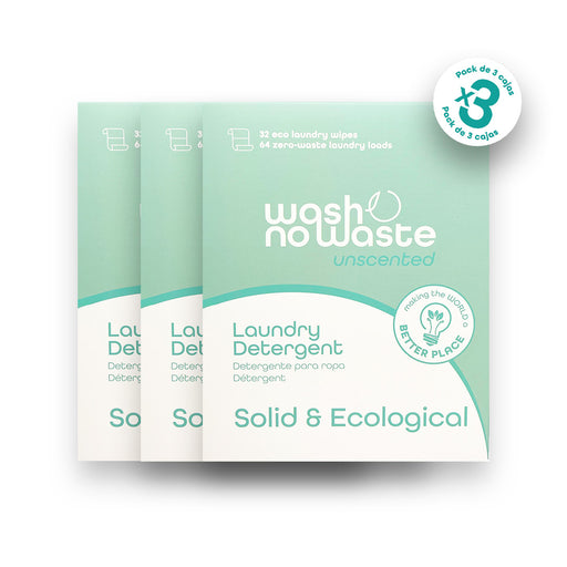 Detergente en tiras biodegradable - Sin Fragancia - Wash No Waste: Pack de 3 - 2